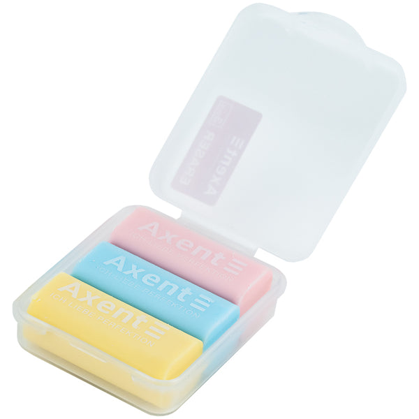 Set of erasers in a plastic box Axent Pastelini 1198-A, 3 pcs, assorted colors