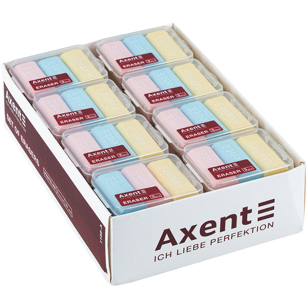 Set of erasers in a plastic box Axent Pastelini 1198-A, 3 pcs, assorted colors