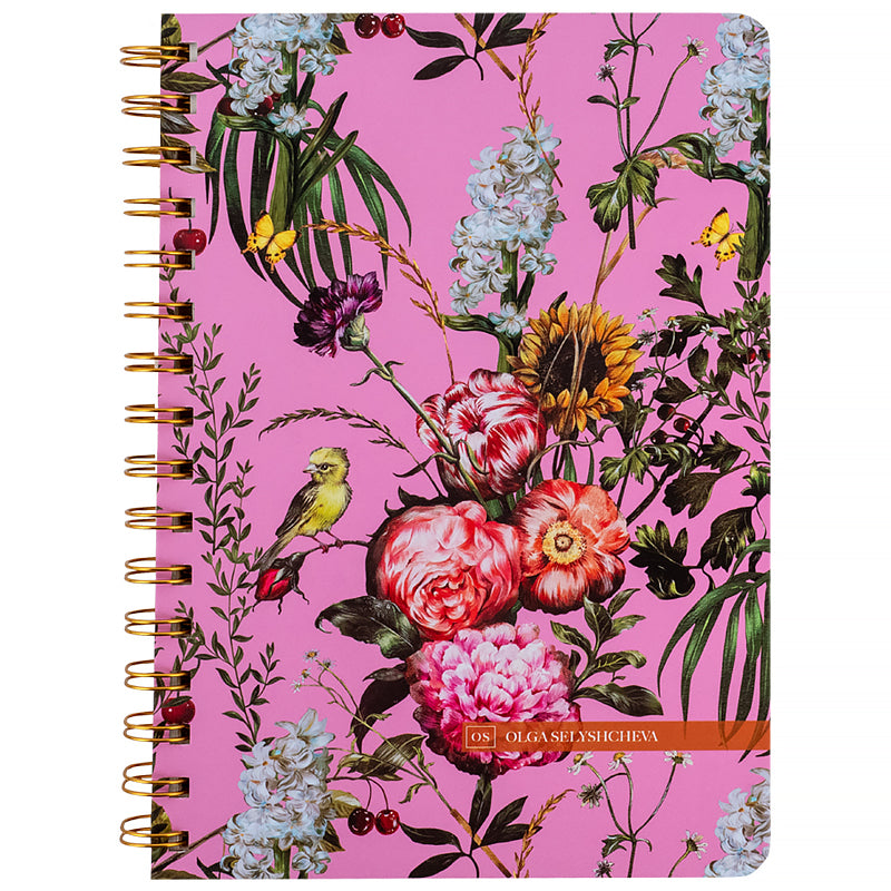 Spiral notebook Axent Olga Selyshcheva, Summer 8470-3-A-OS, А5, 80 sheets, squared, hard cover