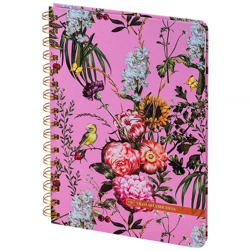 Spiral notebook Axent Olga Selyshcheva, Summer 8470-3-A-OS, А5, 80 sheets, squared, hard cover