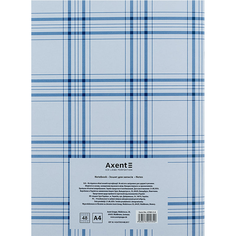 Notebook for notes Axent 4780-2-A, А4, 48 sheets, squared, blue