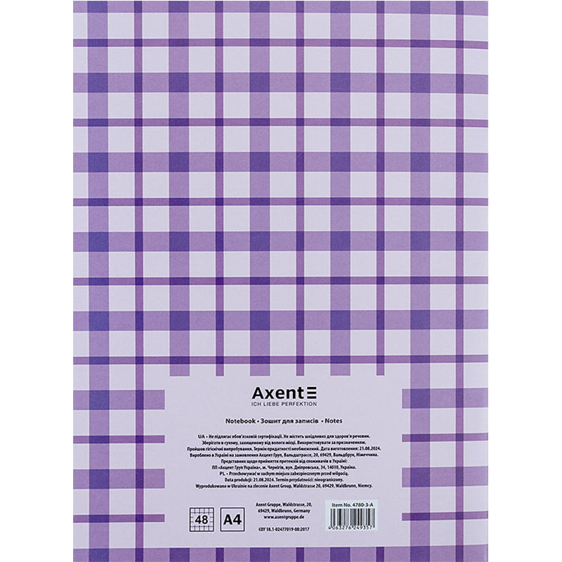 Notebook for notes Axent 4780-3-A, А4, 48 sheets, squared, purple