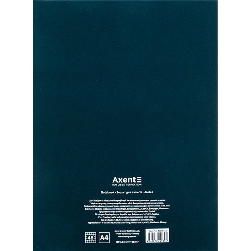 Notebook for notes Axent 4780-5-A, А4, 48 sheets, squared, greeen
