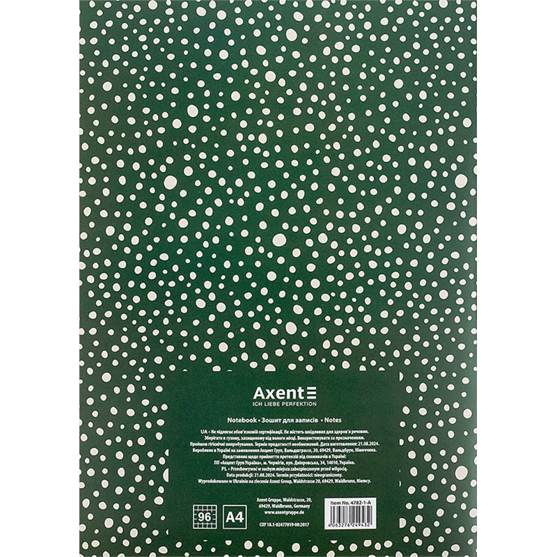 Notebook for notes Axent 4782-1-A, А4, 96 sheets, squared, green