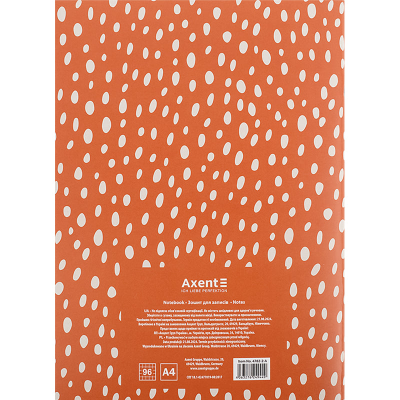 Notebook for notes Axent 4782-2-A, А4, 96 sheets, squared, orange