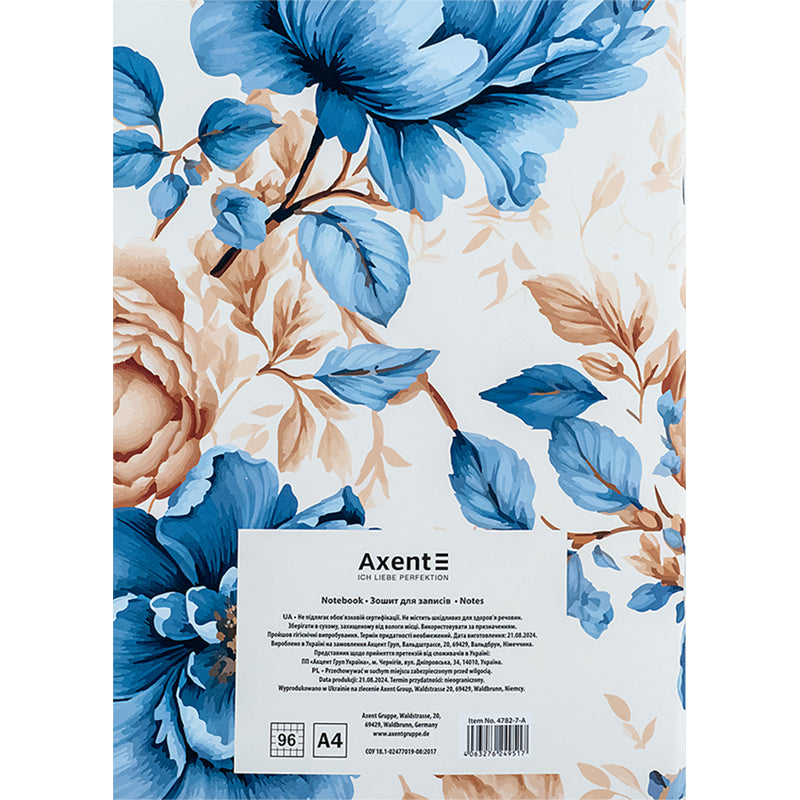 Notebook for notes Axent 4782-7-A, А4, 96 sheets, squared, Golden Garden