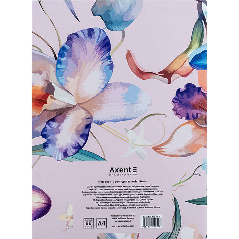Notebook for notes Axent 4782-8-A, А4, 96 sheets, squared, Botanical