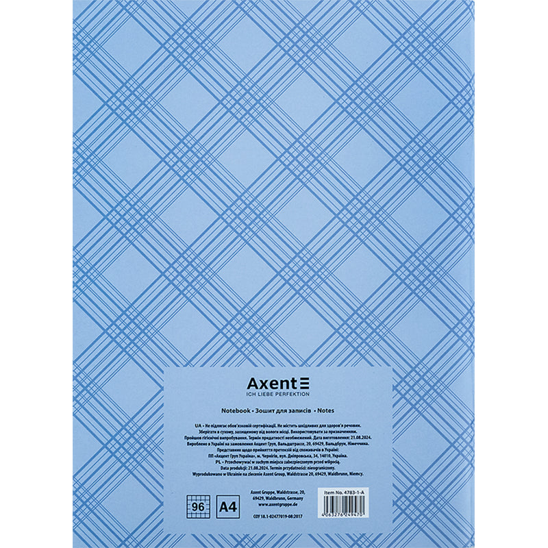 Notebook for notes Axent 4783-1-A, А4, 96 sheets, squared, blue