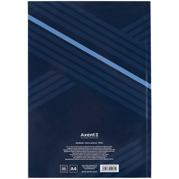 Notebook Axent Lines 8422-581-A, А4, 96 sheets, squared, blue