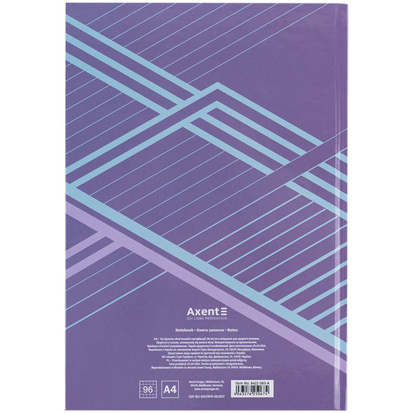 Notebook Axent Lines 8422-583-A, А4, 96 sheets, squared, purple