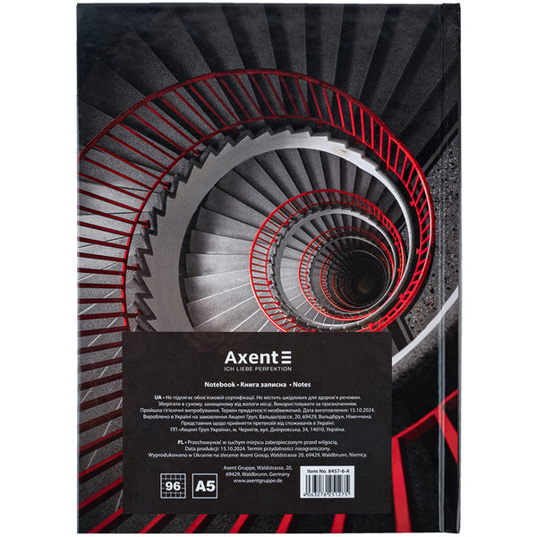 Notebook Axent R&B Ladder 8457-6-A, А5, 96 sheets, squared, hard cover