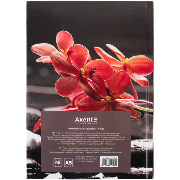 Notebook Axent R&B Flower 8457-7-A, А5, 96 sheets, squared, hard cover